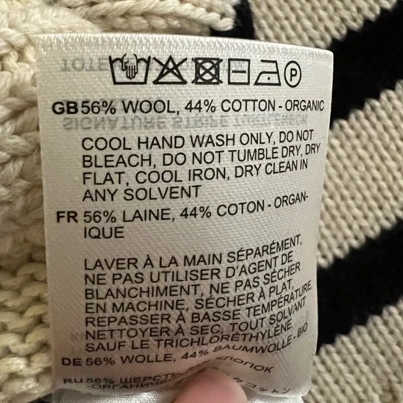 TOTEME Striped Wool and Cotton Turtleneck Sweater Size Small NWOT